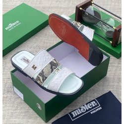 MiSter Crocodile Leather Toe-Ring Slide Sandals with Straps – Made in Spain