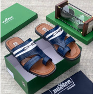 MiSter Crocodile Leather Toe-Ring Slide Sandals with Straps – Made in Spain