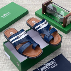 MiSter Crocodile Leather Toe-Ring Slide Sandals with Straps – Made in Spain