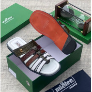 MiSter Crocodile Leather Toe-Ring Slide Sandals with Straps – Made in Spain