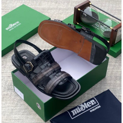 MiSter Crocodile Leather Toe-Ring Slide Sandals with Straps – Made in Spain