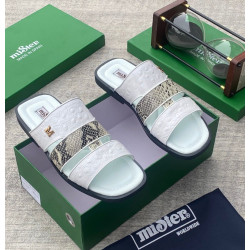 MiSter Crocodile Leather Toe-Ring Slide Sandals with Straps – Made in Spain