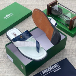 MiSter Crocodile Leather Toe-Ring Slide Sandals with Straps – Made in Spain