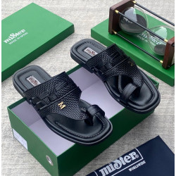 MiSter Crocodile Leather Toe-Ring Slide Sandals with Straps – Made in Spain