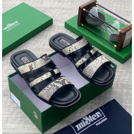 MiSter Crocodile Leather Toe-Ring Slide Sandals with Straps – Made in Spain