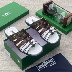 MiSter Crocodile Leather Toe-Ring Slide Sandals with Straps – Made in Spain