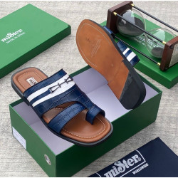 MiSter Crocodile Leather Toe-Ring Slide Sandals with Straps – Made in Spain