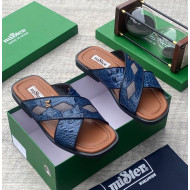 MiSter Crocodile Leather Toe-Ring Slide Sandals with Straps – Made in Spain