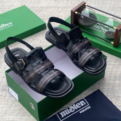 MiSter Crocodile Leather Toe-Ring Slide Sandals with Straps – Made in Spain