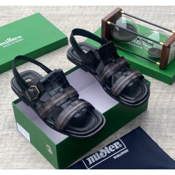 MiSter Crocodile Leather Toe-Ring Slide Sandals with Straps – Made in Spain