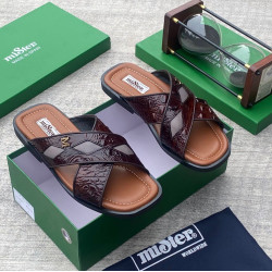 MiSter Crocodile Leather Toe-Ring Slide Sandals with Straps – Made in Spain