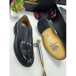 Italian High-end Leather Slip-on Shoes Mens Business Dress Shoes-British Slip-On Formal Casual Loafer Oxford Shoes