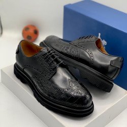 Italian High-end Leather Slip-on Shoes Mens Business Dress Shoes-British Slip-On Formal Casual Loafer Oxford Shoes