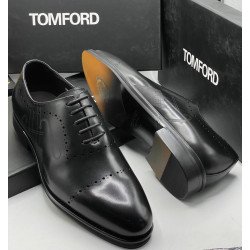 2025 Tom Ford Premium Leather Oxford Dress Shoes – Black