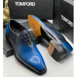 2025 Tom Ford Premium Leather Oxford Dress Shoes –Blue