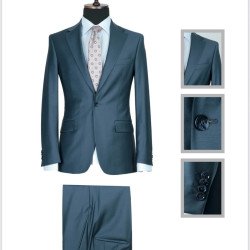 Italian  Men's Suit-Single Button-Indigo-Zecca Suit