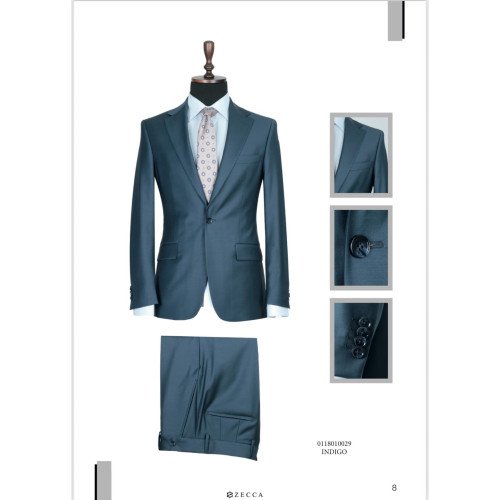 Italian  Men's Suit-Single Button-Indigo-Zecca Suit