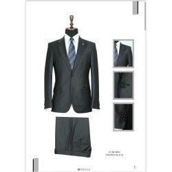 Italian  Men's Suit-Single Button-Black-Stripped-Zecca Suit