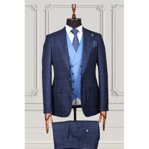 Mario Casas-Premium Plaid Men's Suit