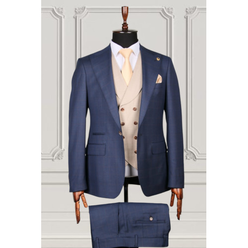 Mario Casas-Premium Plaid Men's Suit