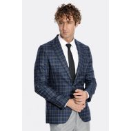Plaid Navy Blue Men Blazer - Chadrobe