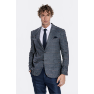Checked Navy Blue Men Blazer - Chadrobe