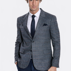 Checked Navy Blue Men Blazer - Chadrobe