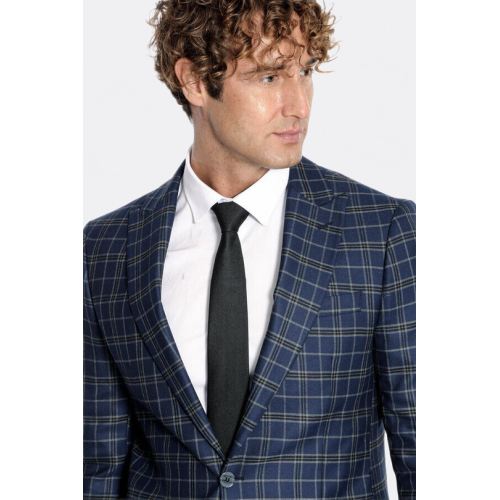 Plaid Navy Blue Men Blazer - Chadrobe