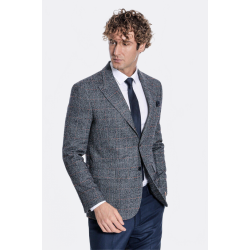 Checked Navy Blue Men Blazer - Chadrobe
