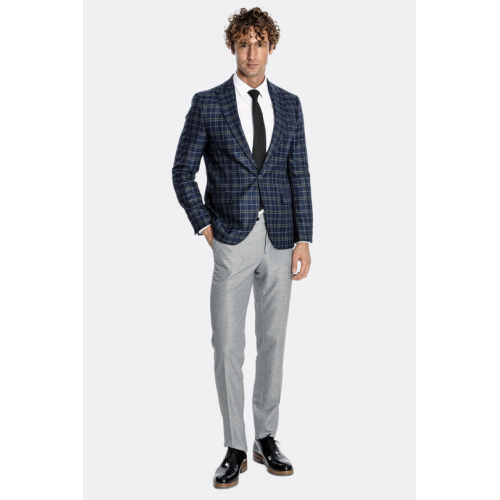 Plaid Navy Blue Men Blazer - Chadrobe