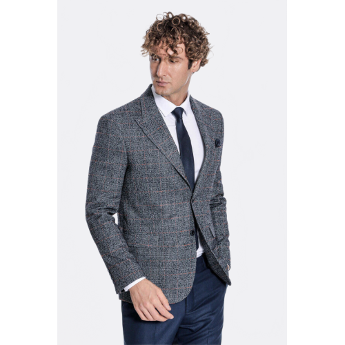 Checked Navy Blue Men Blazer - Chadrobe