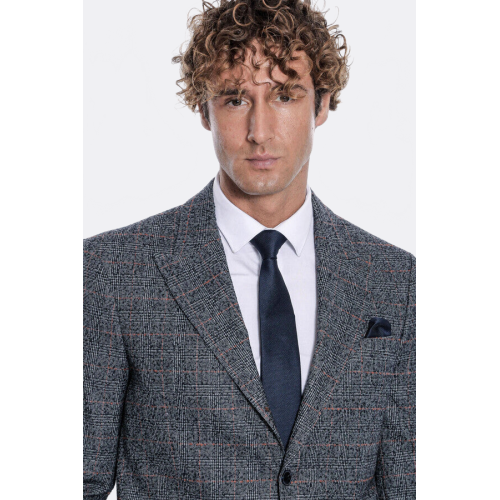Checked Navy Blue Men Blazer - Chadrobe