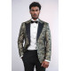Paisley Peak Lapel Navy Blue Men Party Blazer - Chadrobe