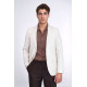Cream Striped Linen Gold Metal Button Slim Fit Men's Blazer Jacket - Chadrobe