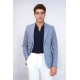 Dark Blue Textured Linen-Feel Gold Metal Button Slim Fit Men's Blazer Jacket - Chadrobe