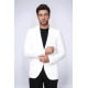 Ecru Textured Gold Metal Button Slim Fit Men's Blazer Jacket - Chadrobe