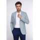 Light Blue Herringbone Pattern Gold Metal Button Slim Fit Men's Blazer Jacket - Chadrobe