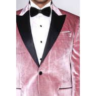 Slim Fit Peak Lapel Velvet Pink Men Tuxedo Jacket - Chadrobe