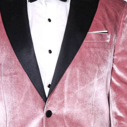 Slim Fit Peak Lapel Velvet Pink Men Tuxedo Jacket - Chadrobe