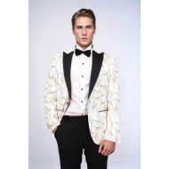 Glittery Slim Fit White Men Wedding Groom Tuxedo Jacket - Chadrobe