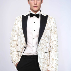Glittery Slim Fit White Men Wedding Groom Tuxedo Jacket - Chadrobe