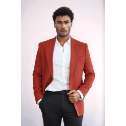 Plain Slim Fit Sport Burgundy Men Blazer - Chadrobe