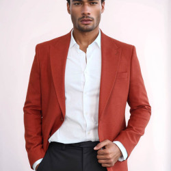 Plain Slim Fit Sport Burgundy Men Blazer - Chadrobe
