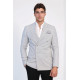 Grey Micro-Check Slim Fit Double-Breasted Blazer with Silver Metal Buttons – Chadrobe