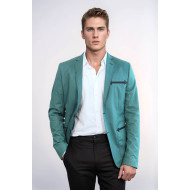 Double Button Mono Lapel Bag Pocket Cotton Green Jacket-Chadrobe