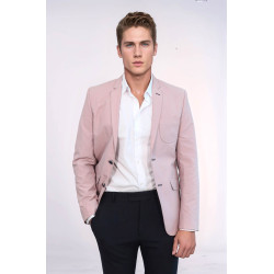 Patched Light Pink Blazer - Chadrobe
