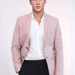 Patched Light Pink Blazer - Chadrobe