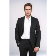Textured Slim Fit Notch Lapel Black Men Blazer - Chadrobe