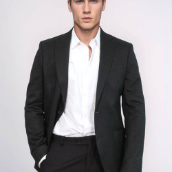 Textured Slim Fit Notch Lapel Black Men Blazer - Chadrobe