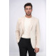 Beige Textured Gold Metal Button Slim Fit Men's Blazer Jacket - Chadrobe